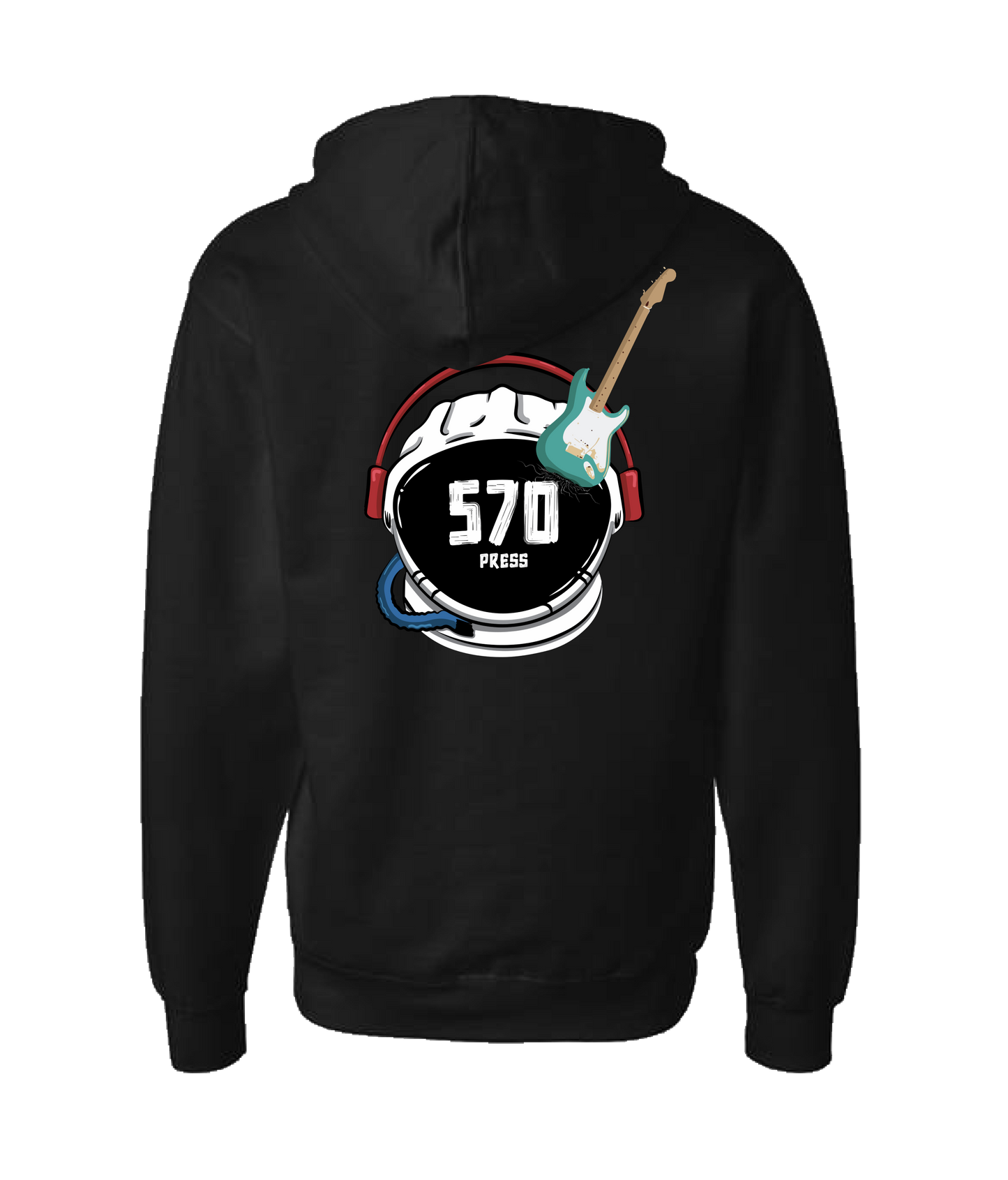 570-Press - Logo - Black Zip Up Hoodie