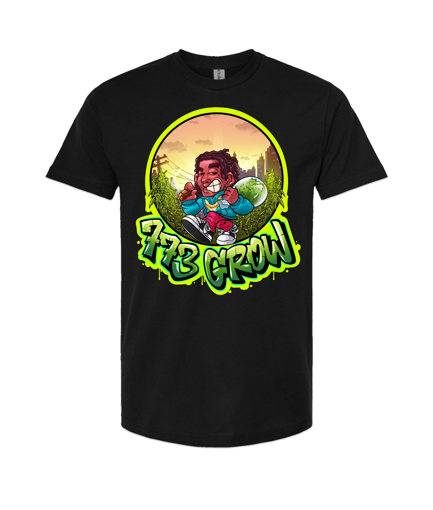 V-773GSTOP - GROW - Black T-Shirt