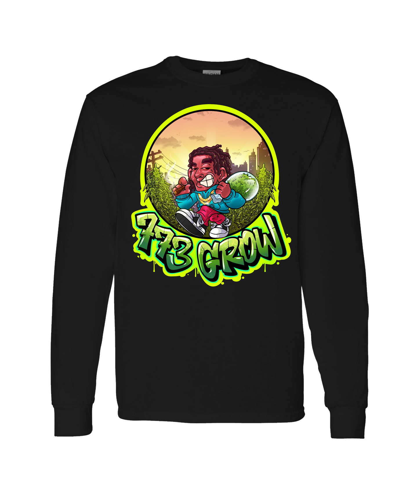 V-773GSTOP - GROW - Black Long Sleeve T