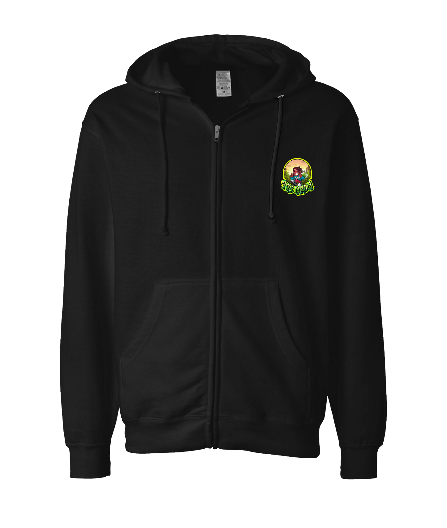 V-773GSTOP - GROW - Black Zip Up Hoodie