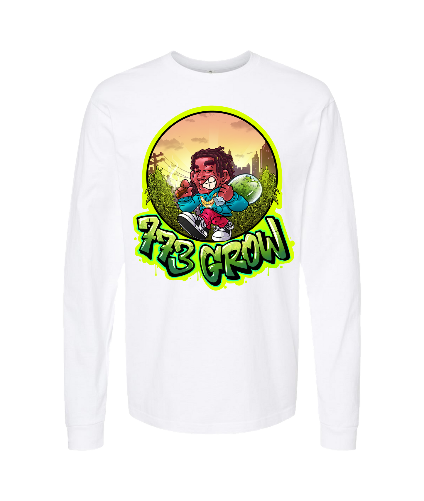 V-773GSTOP - GROW - White Long Sleeve T