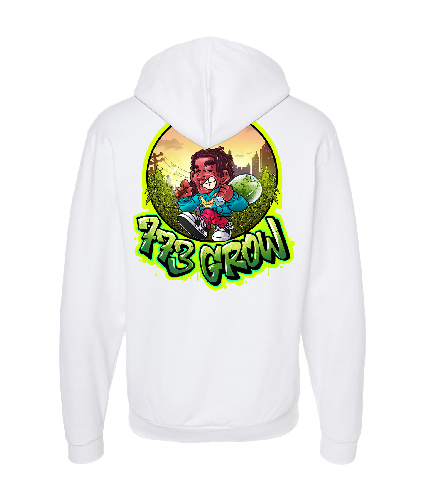 V-773GSTOP - GROW - White Zip Up Hoodie
