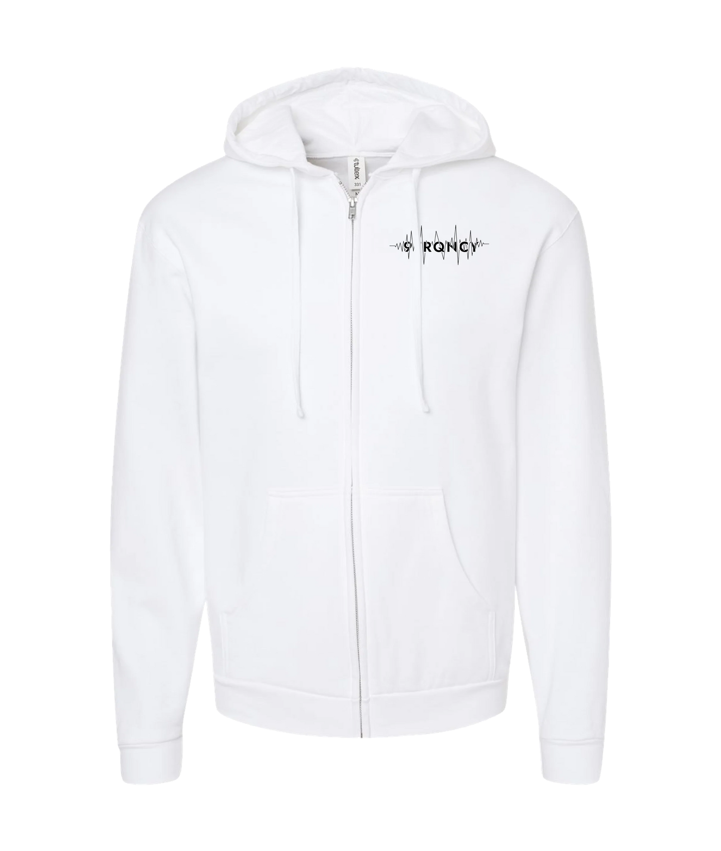9frequency
 - Logo - White Zip Up Hoodie