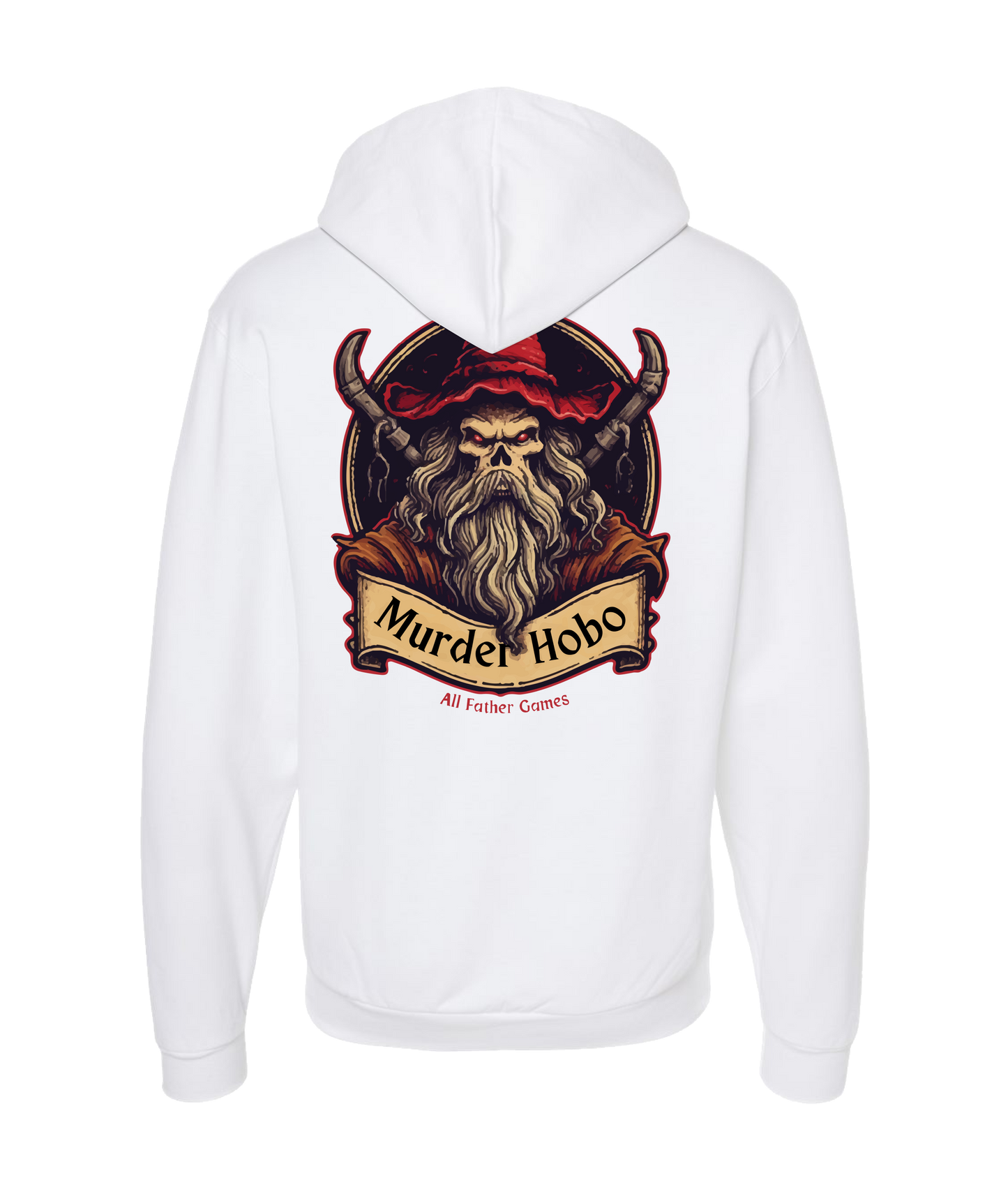 All Father Games - MURDER HOBO - White Zip Up Hoodie