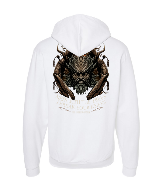 All Father Games - DON'T MESS WITH TREES - White Zip Up Hoodie