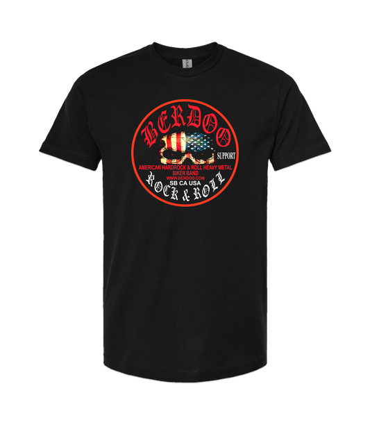 BERDOO BAND SUPPORT GEAR - Logo (red) - Black T-Shirt