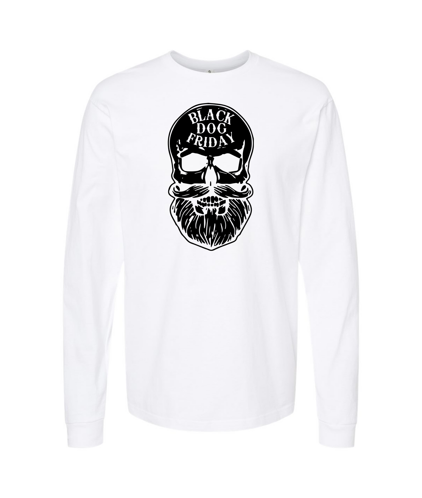 Black Dog Friday - Skull Logo - White Long Sleeve T