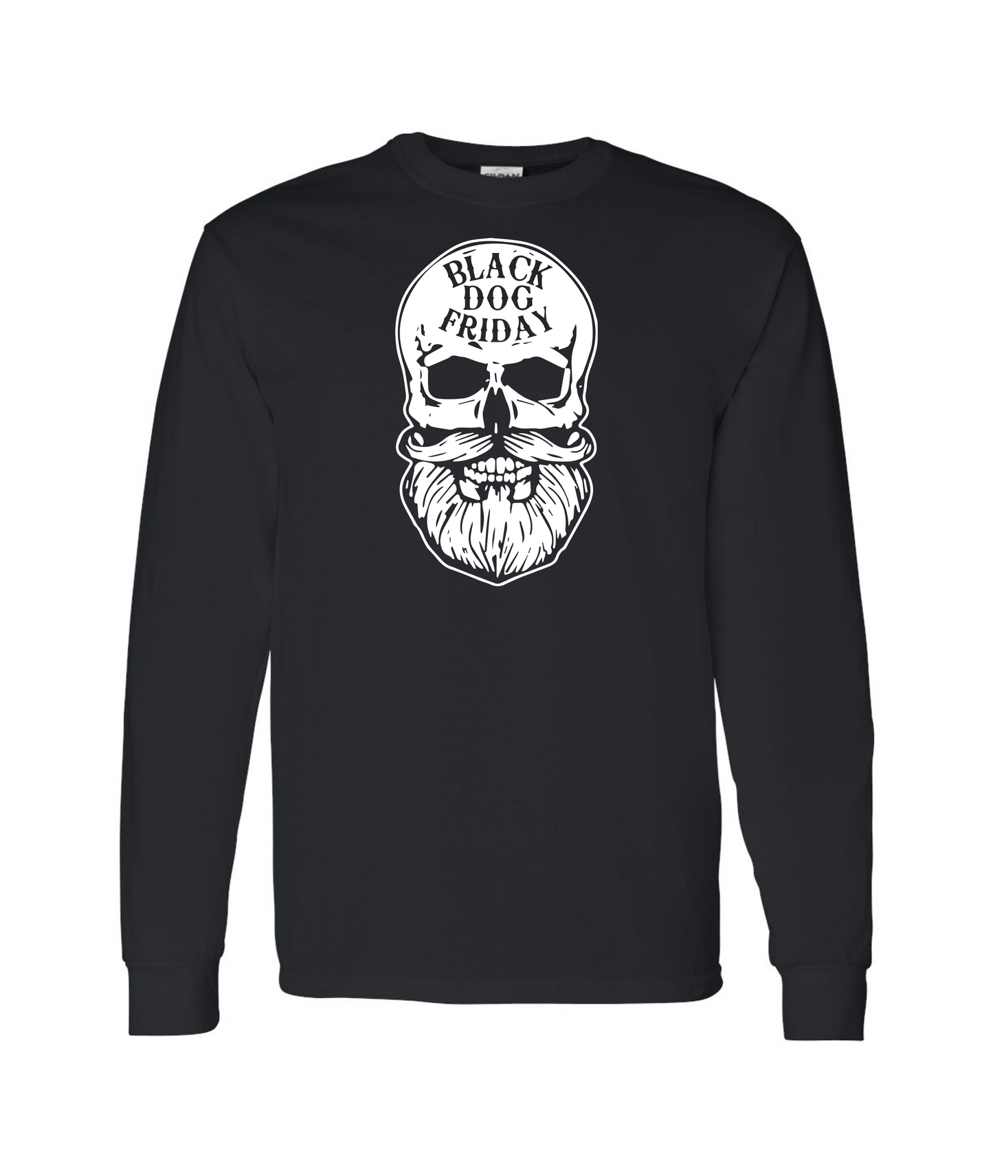 Black Dog Friday - Skull Logo - Black Long Sleeve T