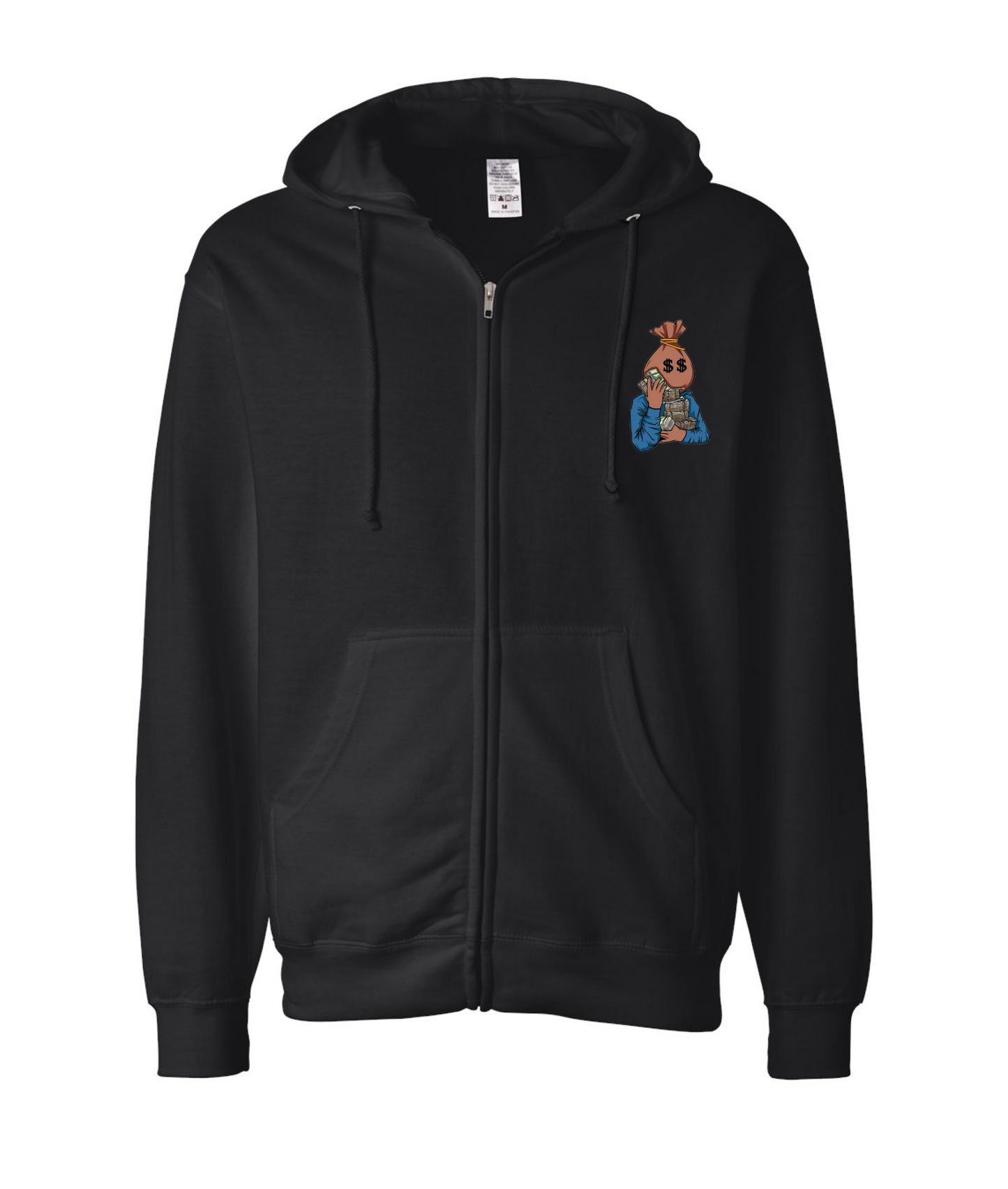 V-BLKTOP - DESIGN 2 - Black Zip Up Hoodie