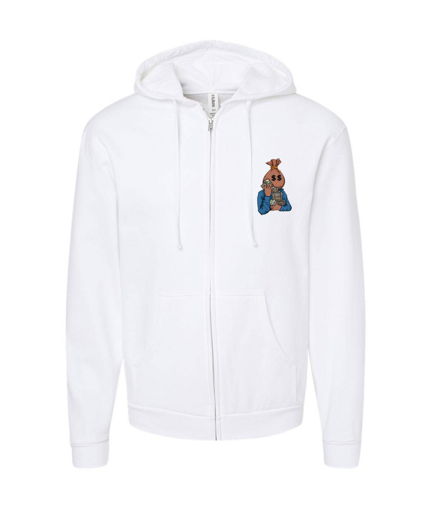 V-BLKTOP - DESIGN 2 - White Zip Up Hoodie