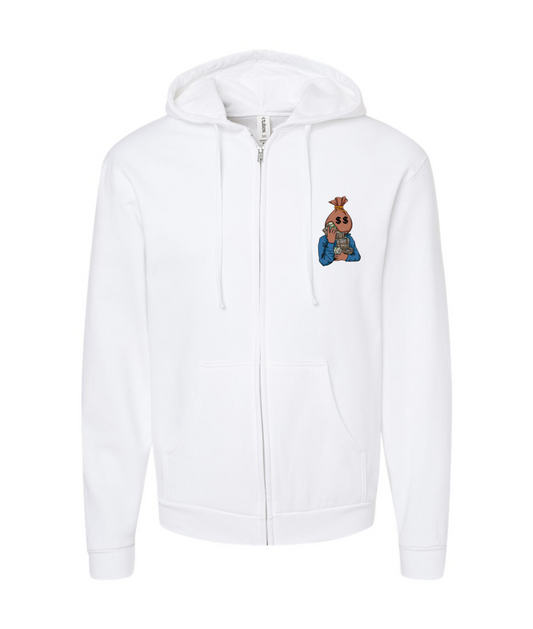 V-BLKTOP - DESIGN 2 - White Zip Up Hoodie