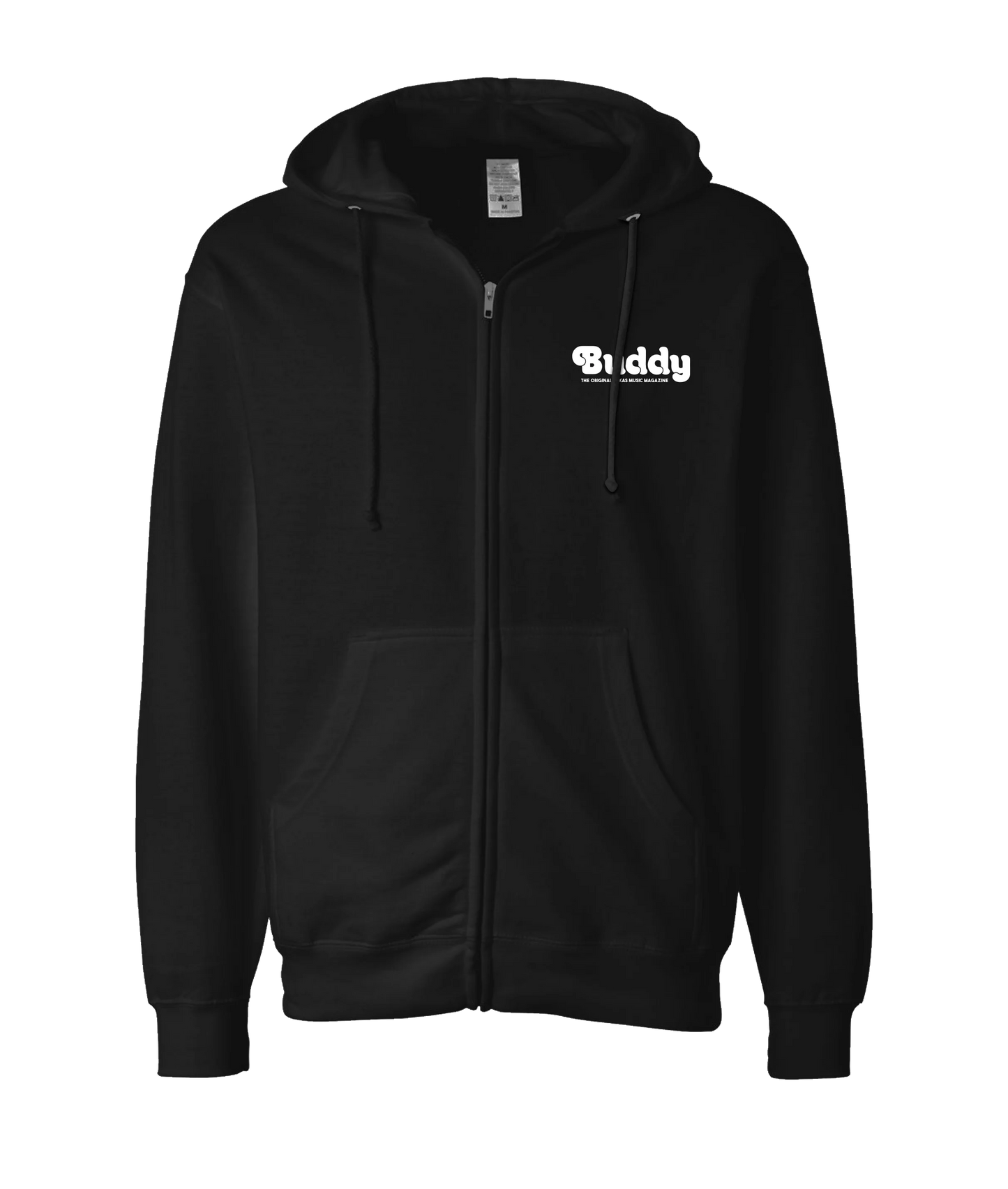 Buddy Magazine - 70s Logo Flat - Black Zip Up Hoodie