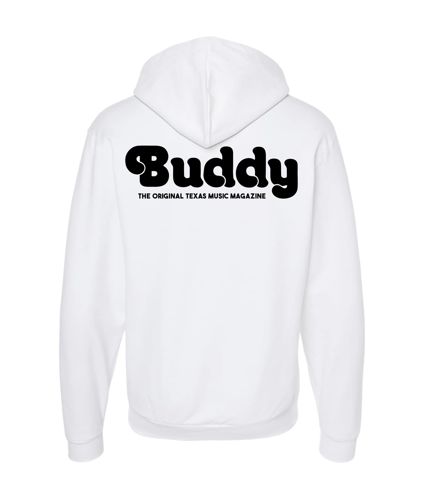 Buddy Magazine - 70s Logo Flat - White Zip Up Hoodie