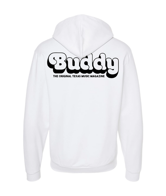 Buddy Magazine - 70s Logo - White Zip Up Hoodie