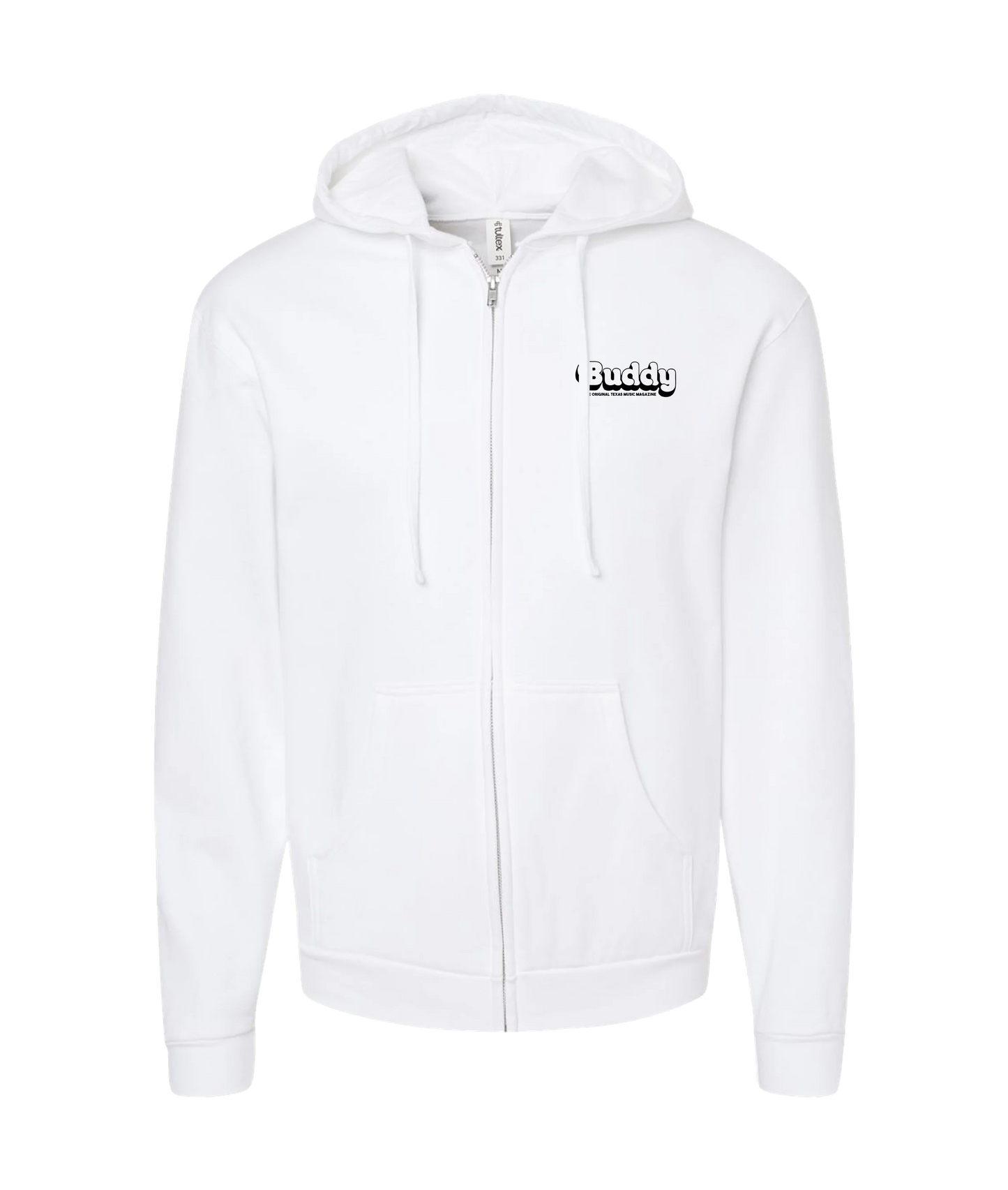 Buddy Magazine - 70s Logo - White Zip Up Hoodie