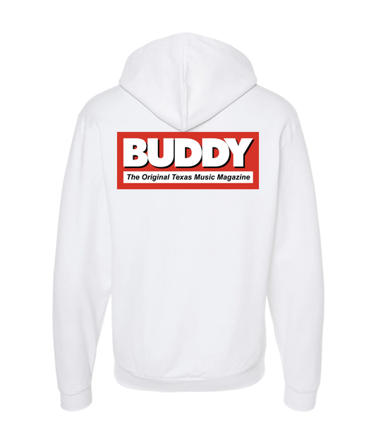 Buddy Magazine - Buddy Logo (red) - White Zip Up Hoodie