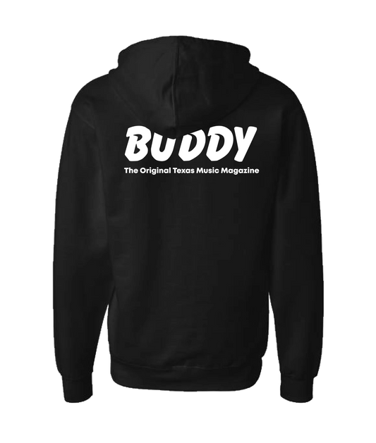 Buddy Magazine - 80s Logo Flat - Black Zip Up Hoodie