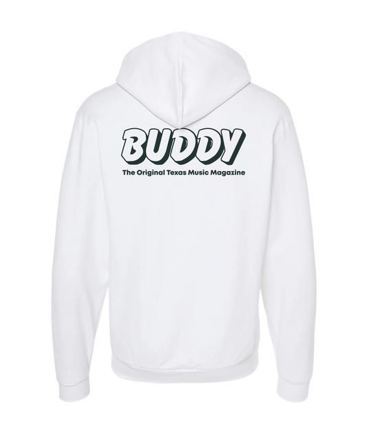 Buddy Magazine - 80s Logo  - White Zip Up Hoodie