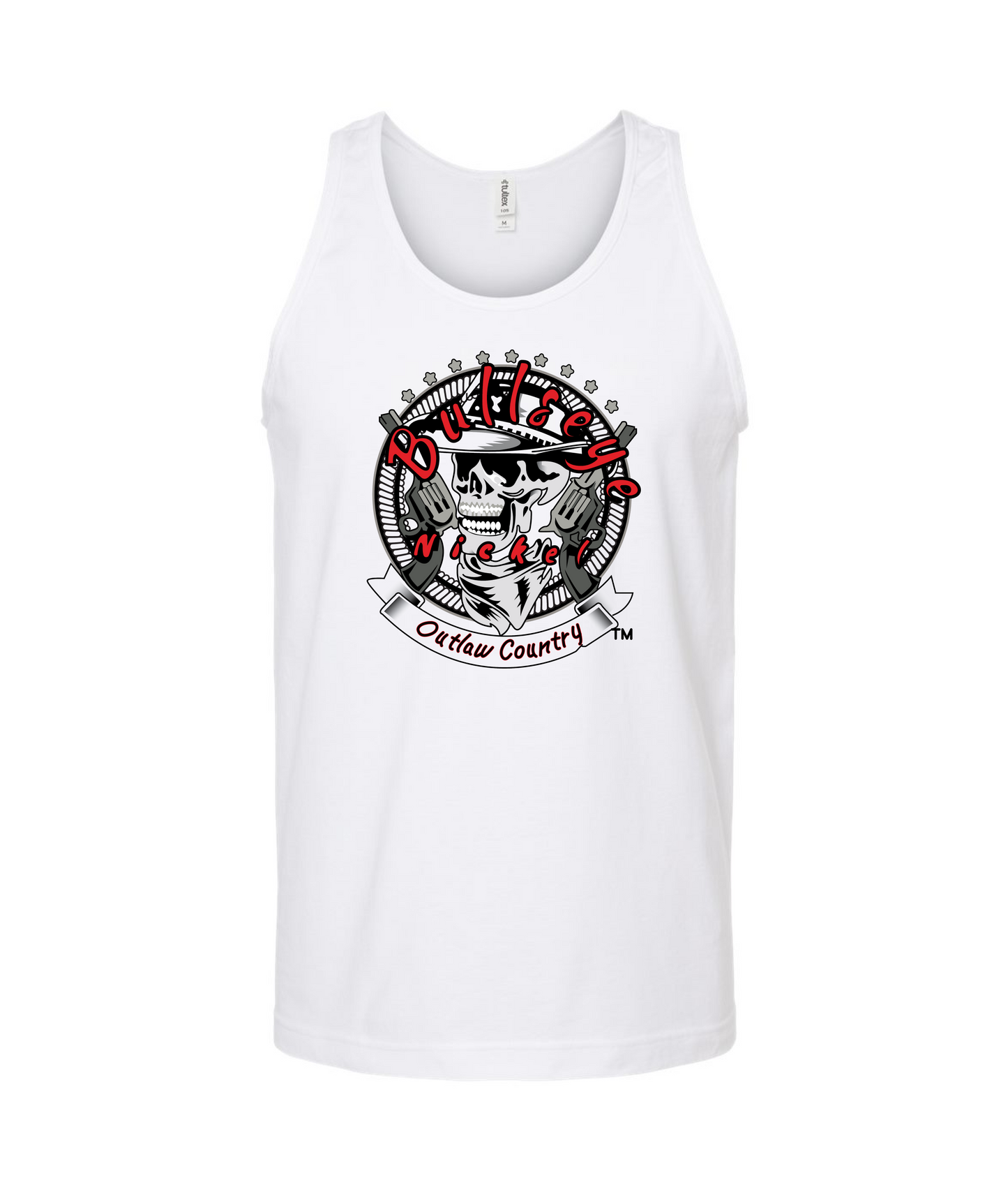 Bullseye Nickel Band - Outlaw Country - White Tank Top