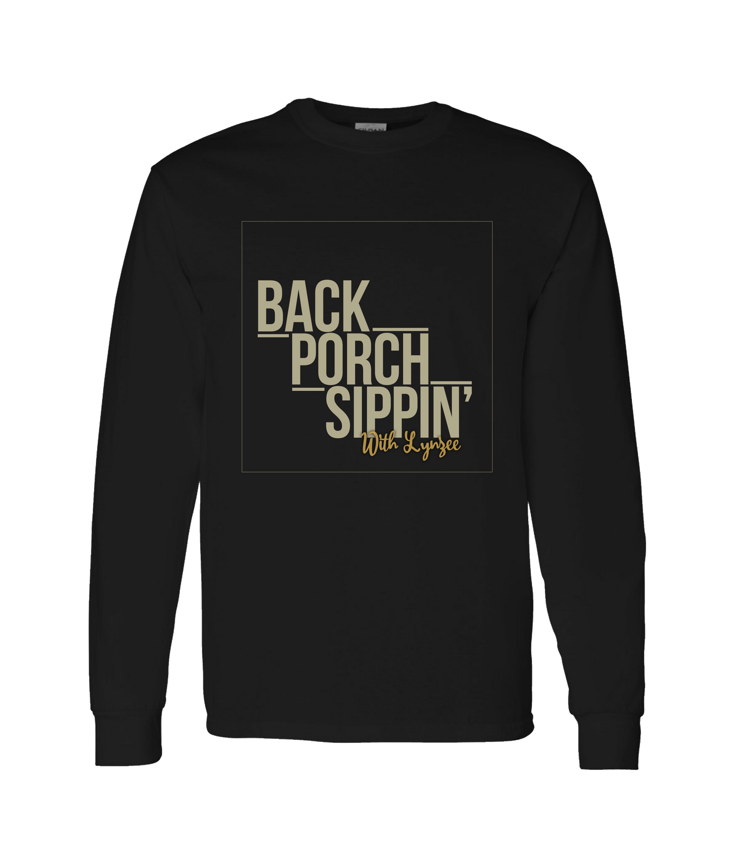 Back Porch Sippin' Podcast - Logo - Black Long Sleeve T