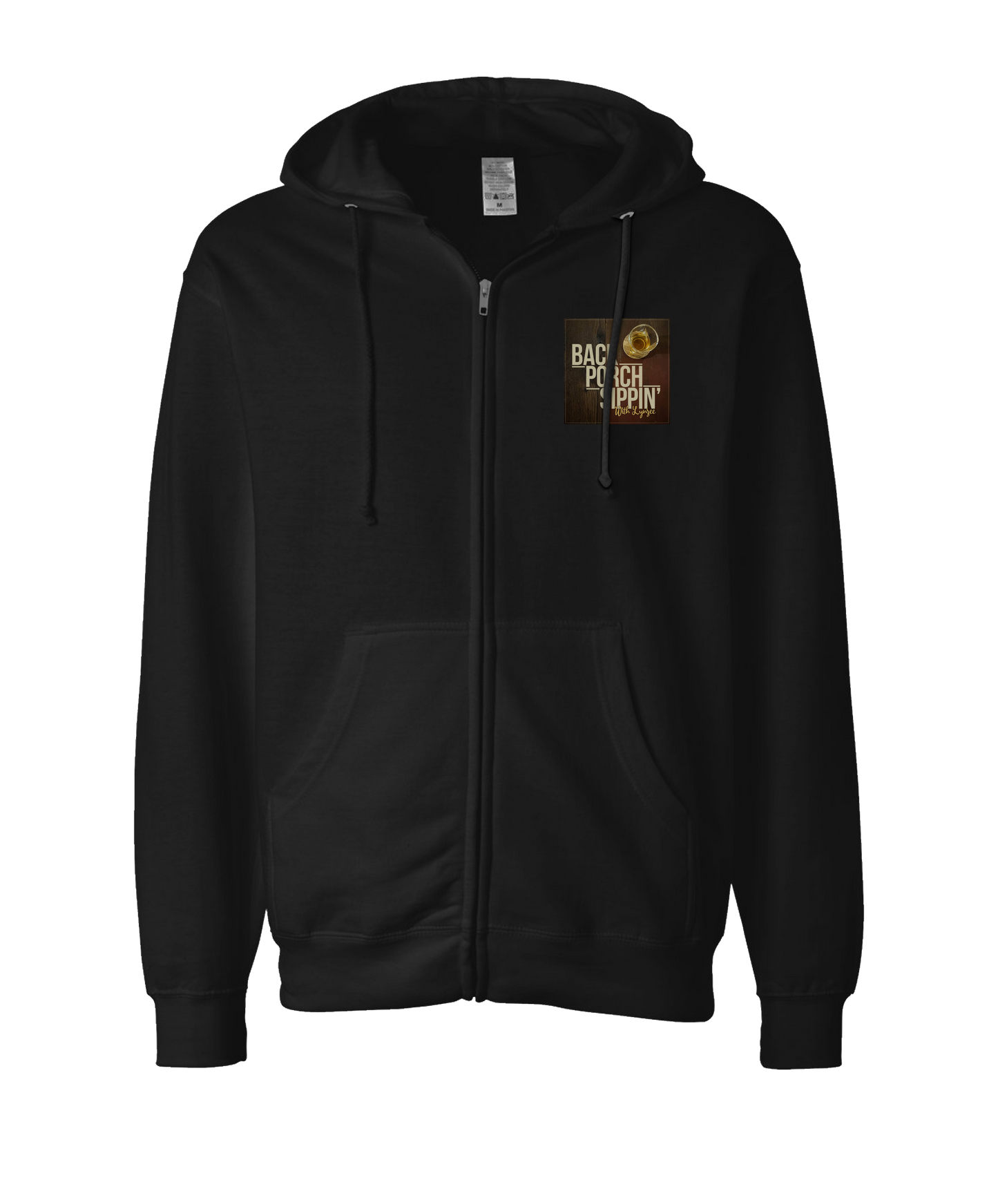 Back Porch Sippin' Podcast - Logo w/Image - Black Zip Up Hoodie