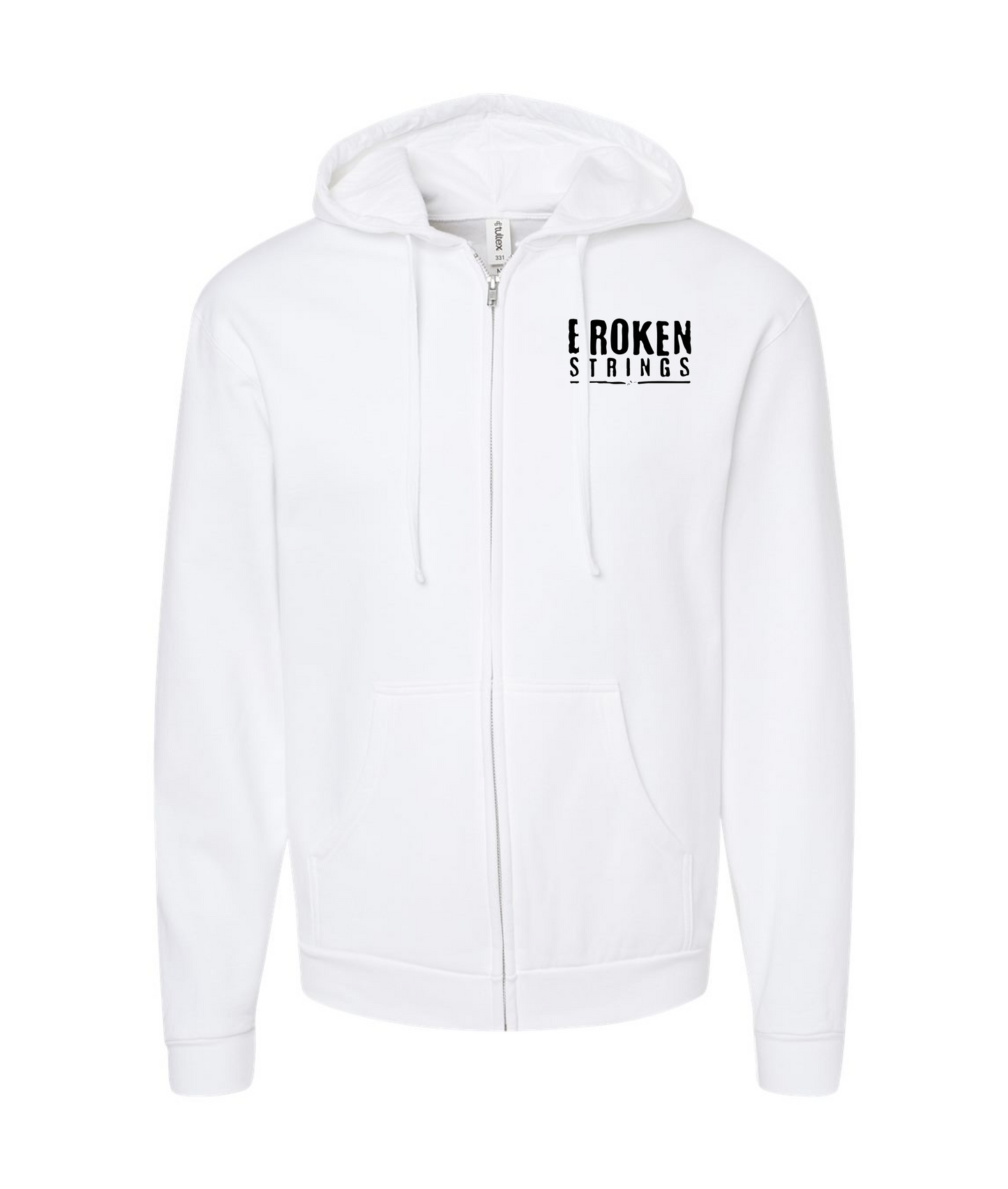 V-BRSTOP - BROKEN STRINGS - White Zip Up Hoodie