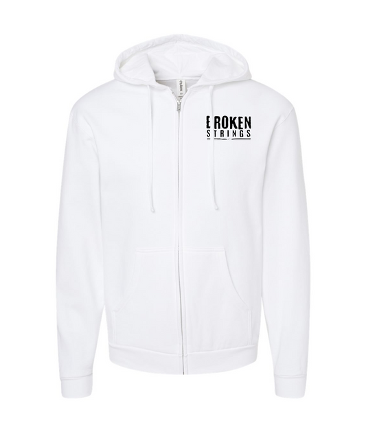 V-BRSTOP - BROKEN STRINGS - White Zip Up Hoodie