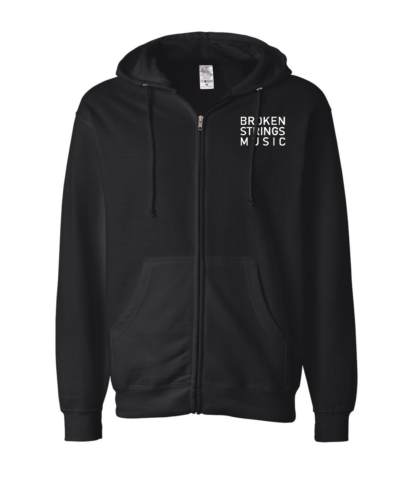V-BRSTOP - BROKEN STRINGS MUSIC - Black Zip Up Hoodie