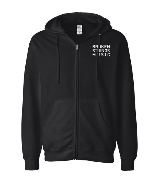 V-BRSTOP - BROKEN STRINGS MUSIC - Black Zip Up Hoodie