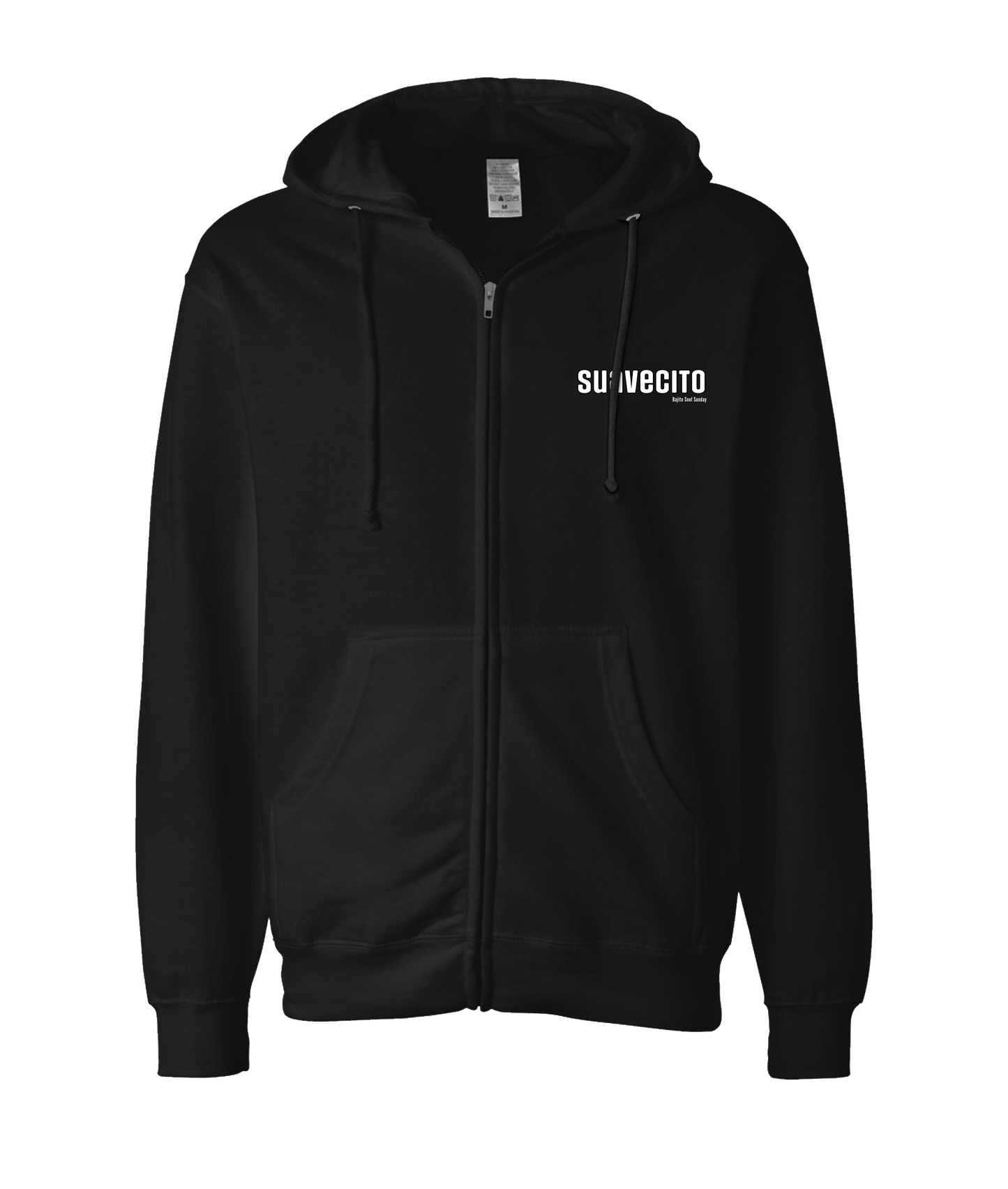 Bajito Soul Productions - SUAVECITO - Black Zip Up Hoodie