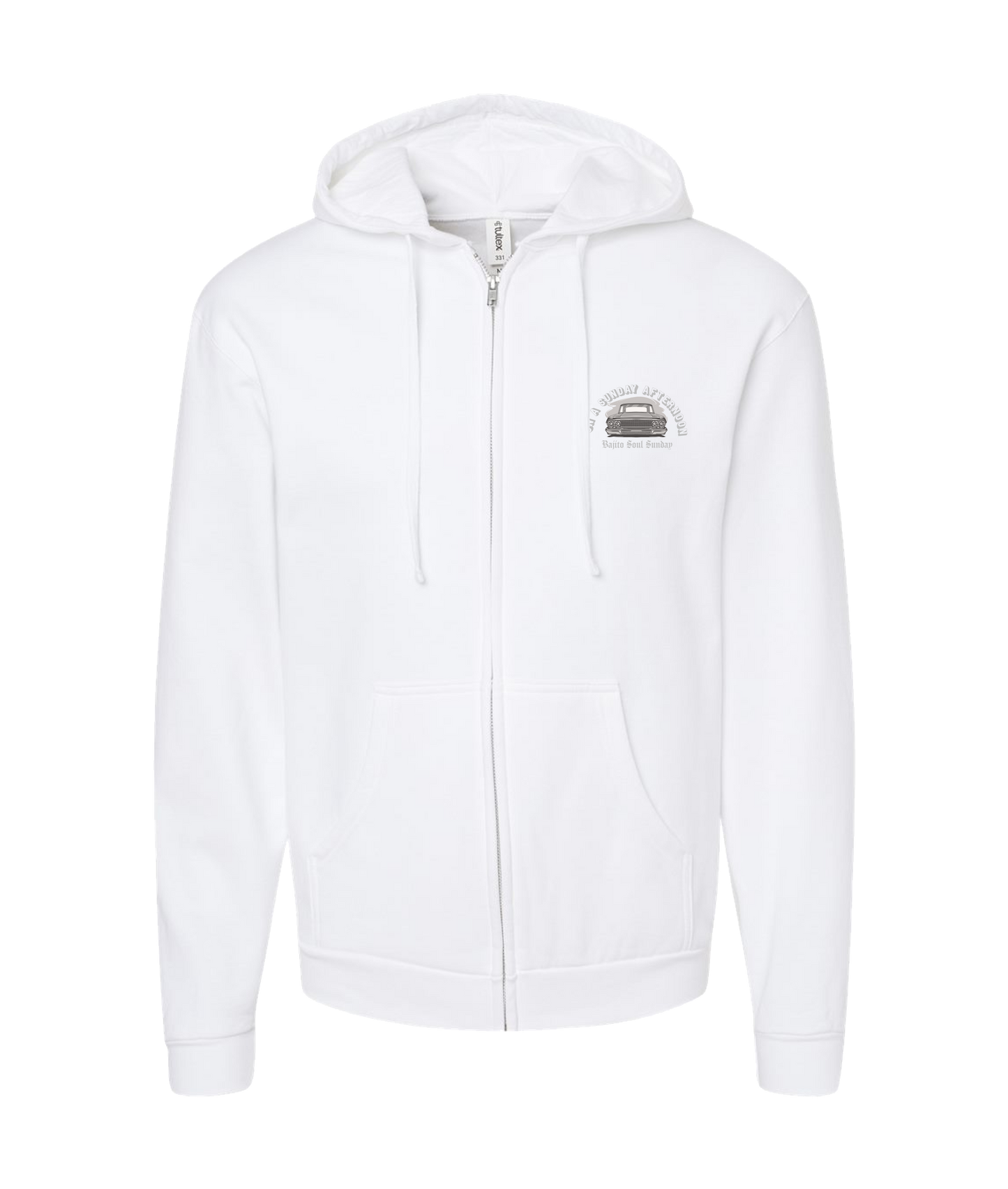 Bajito Soul Productions - SUNDAY AFTERNOON - White Zip Up Hoodie