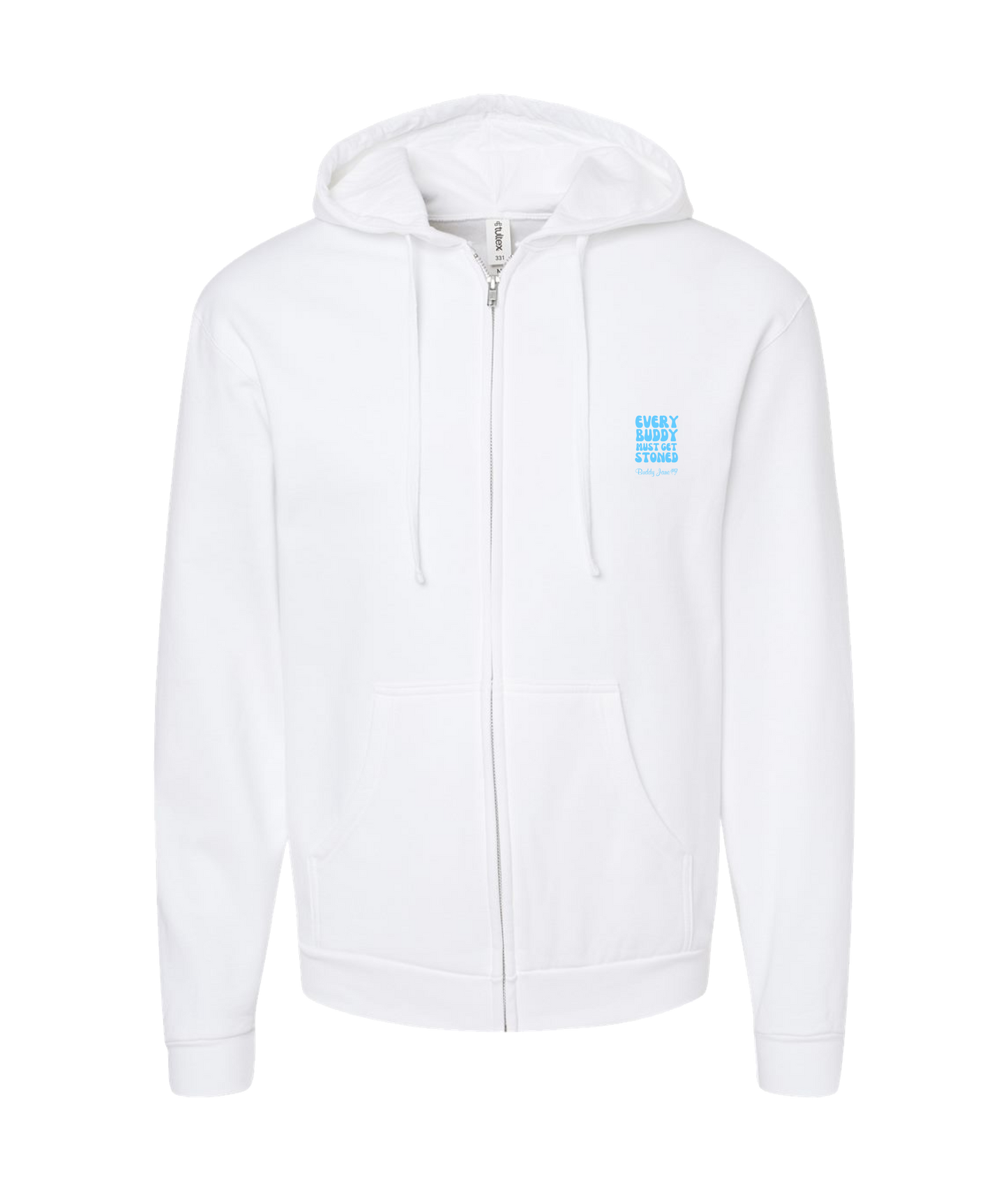 V-BUDTOP - EVERYBUDDY - White Zip Up Hoodie