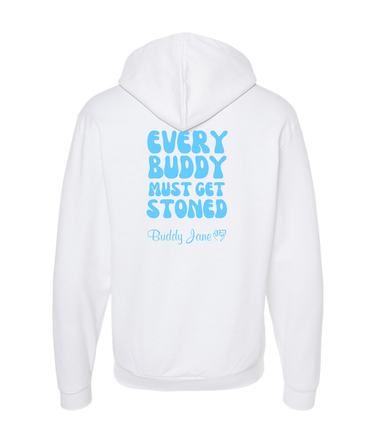 V-BUDTOP - EVERYBUDDY - White Zip Up Hoodie