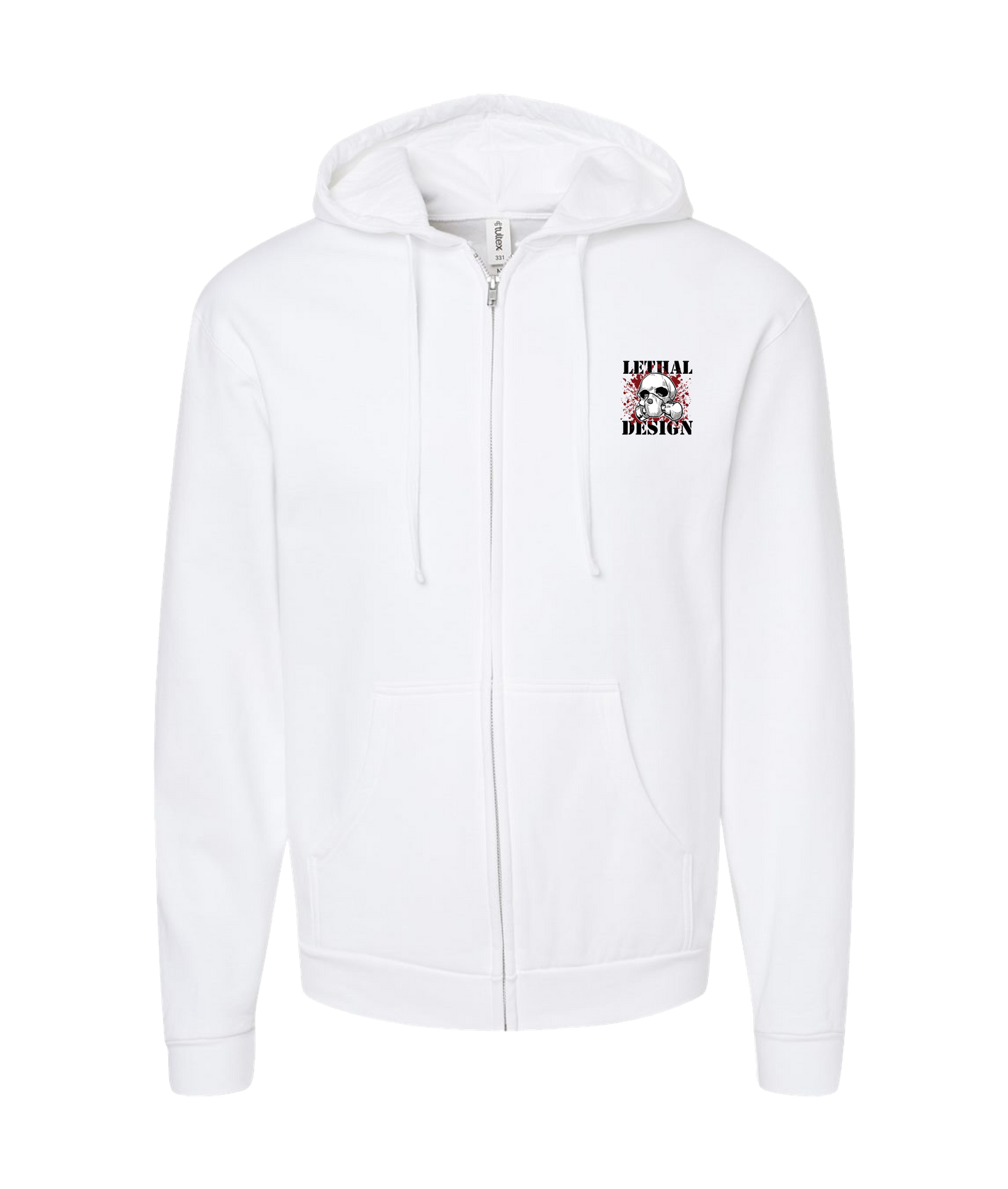 V-CMSTOP - LETHAL DESIGN - White Zip Up Hoodie