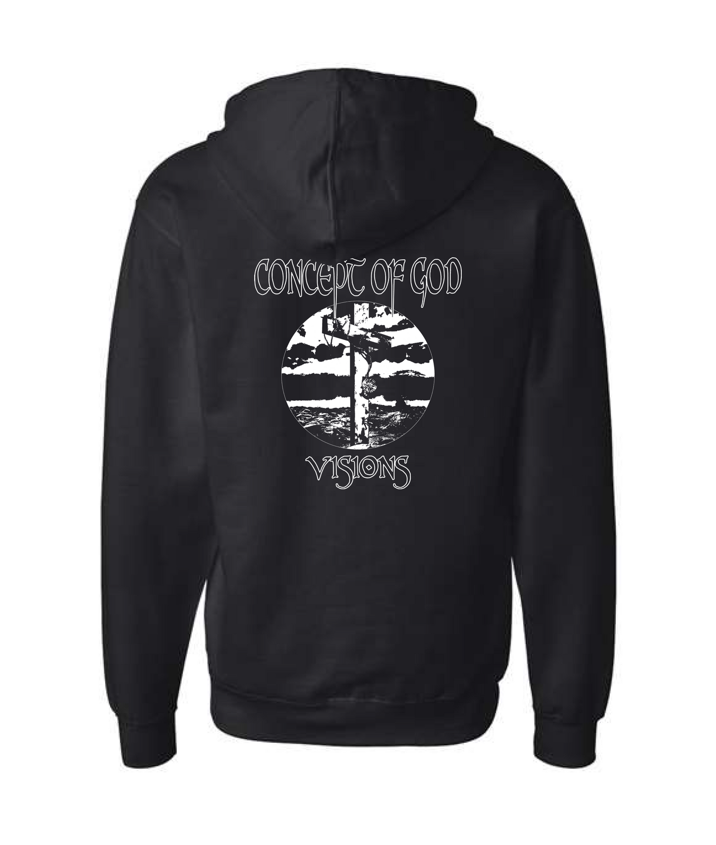 Concept of God - B&W Logo - Black Zip Up Hoodie