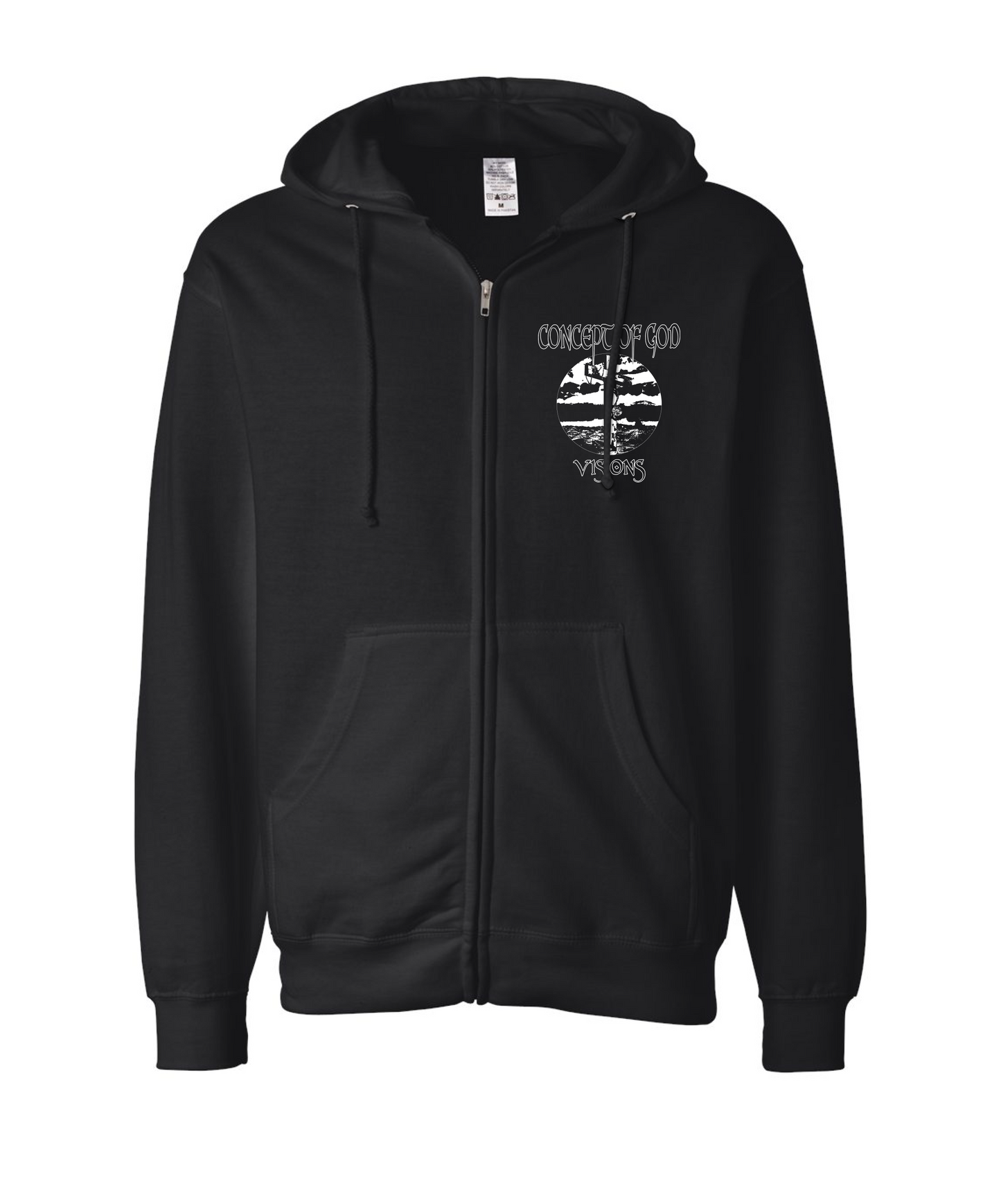 Concept of God - B&W Logo - Black Zip Up Hoodie