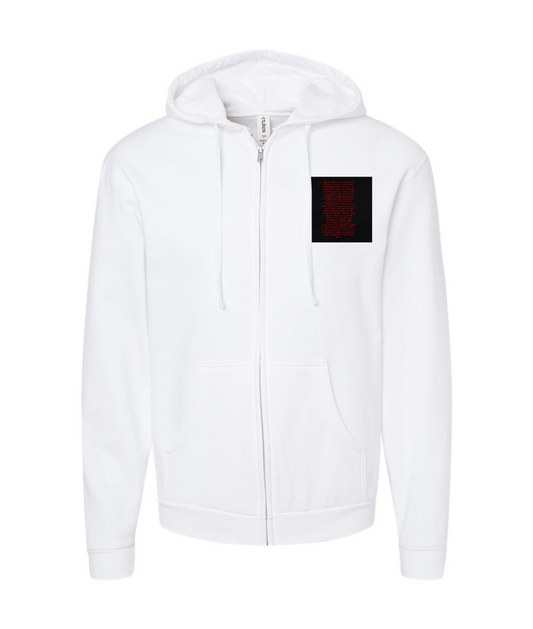 V-CON3TOP - Quote - White Zip Up Hoodie