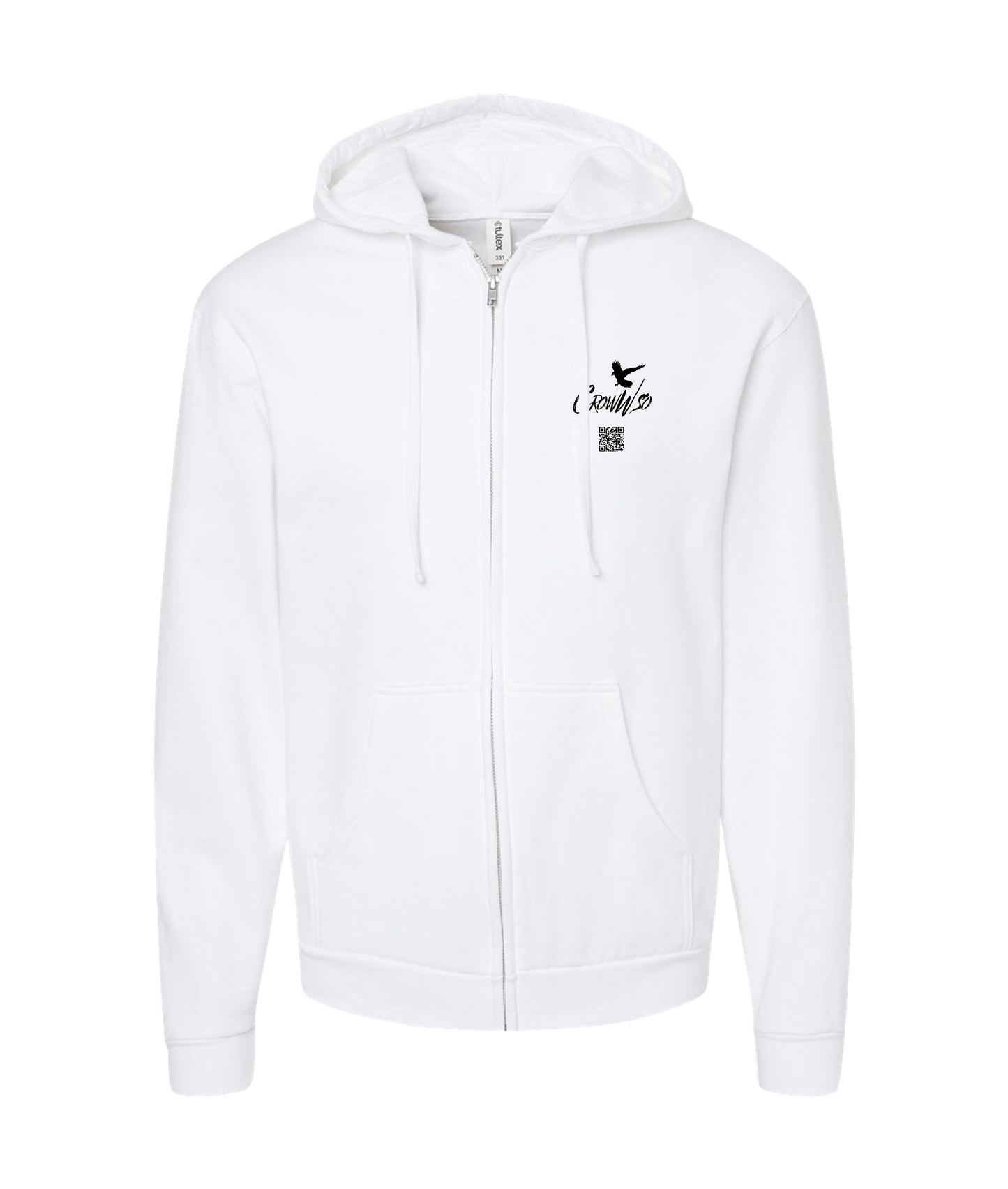 CrowWsoFly - Crow - White Zip Up Hoodie