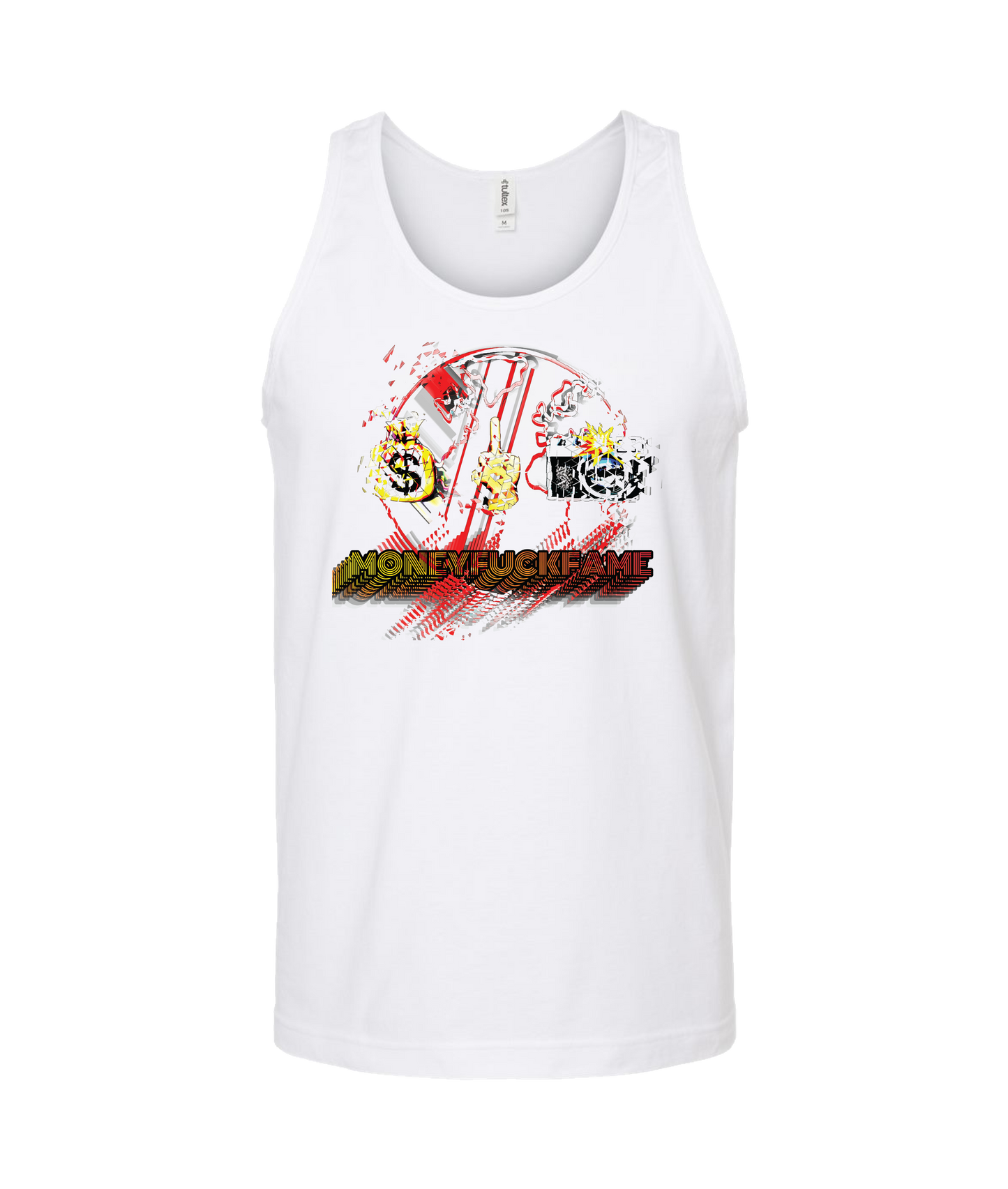 V-D2XTOP - MONEYFUCKFAME - White Tank Top