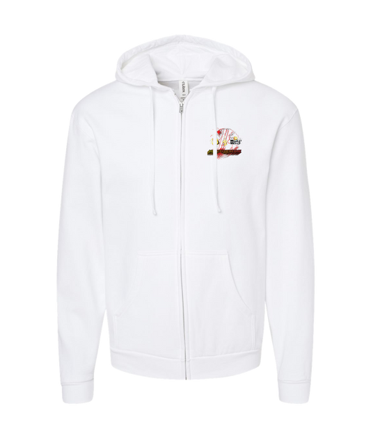 V-D2XTOP - MONEYFUCKFAME - White Zip Up Hoodie