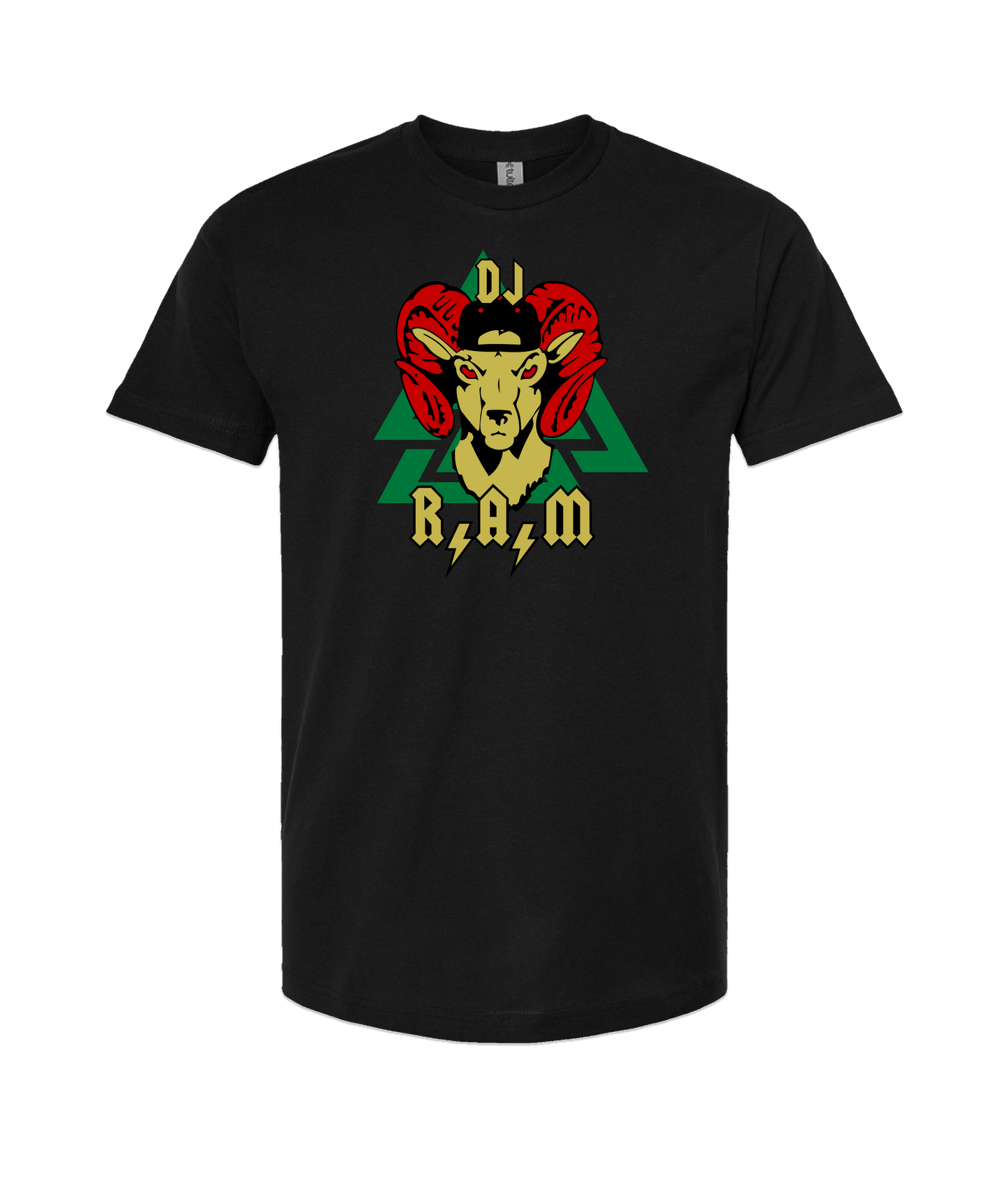 DJ R.A.M - Logo Green - Black T-Shirt