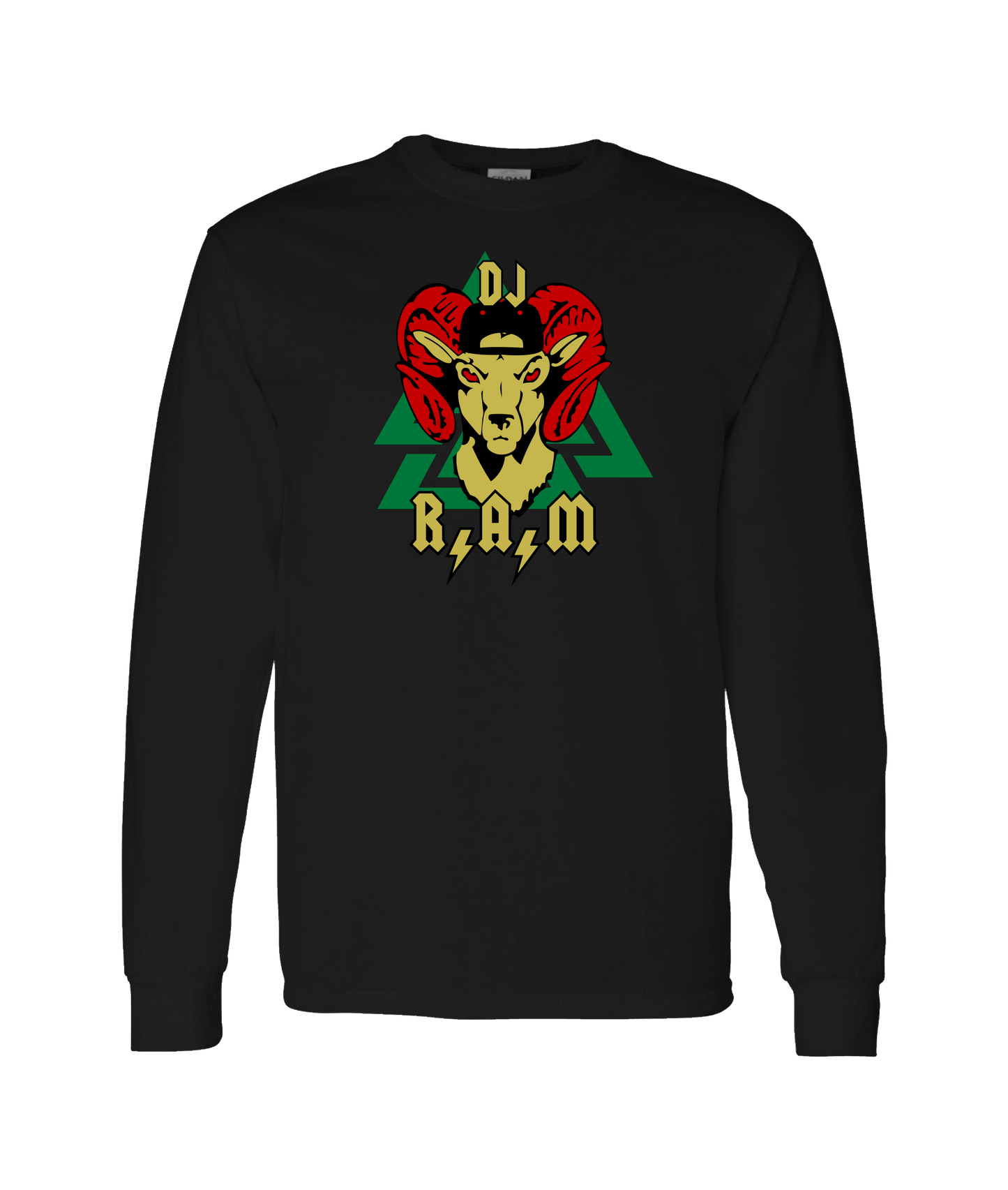 DJ R.A.M - Logo Green - Black Long Sleeve T