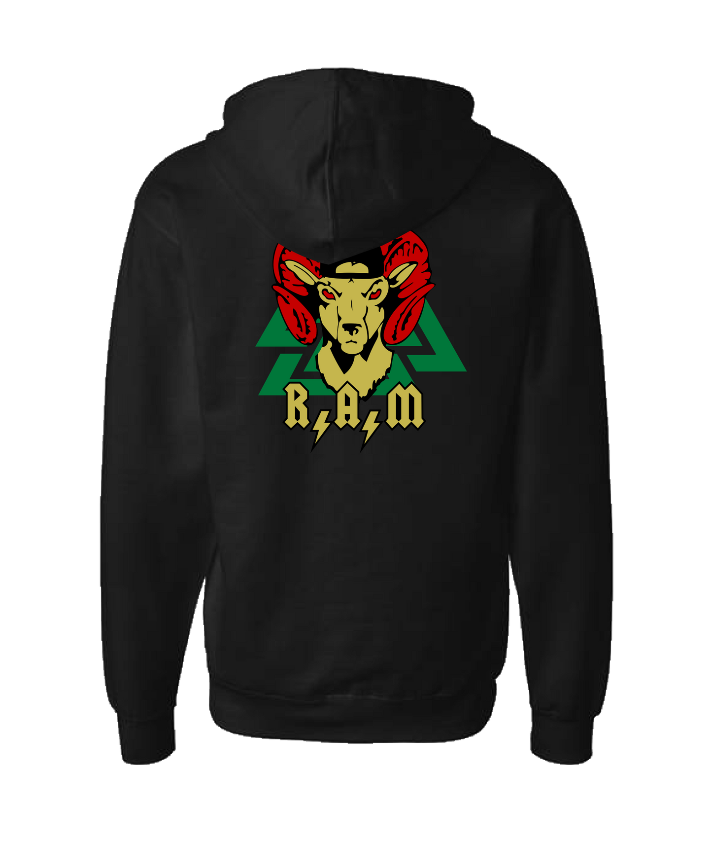 DJ R.A.M - Logo Green - Black Zip Up Hoodie