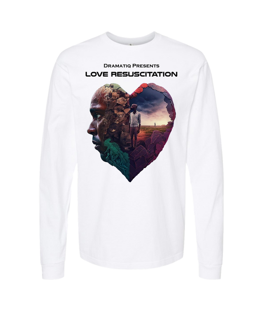 Dramatiq - LOVE RESUSCITATION LOGO 1 - White Long Sleeve T