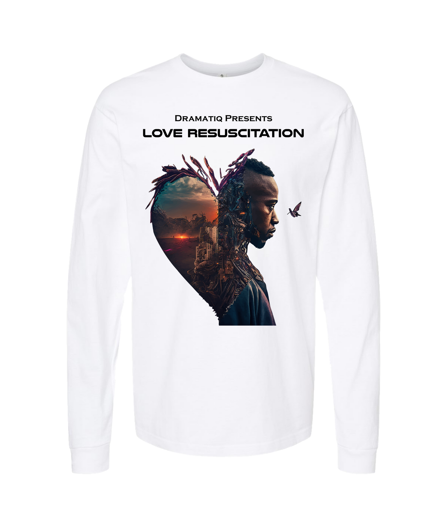 Dramatiq - LOVE RESUSCITATION LOGO 2 - White Long Sleeve T