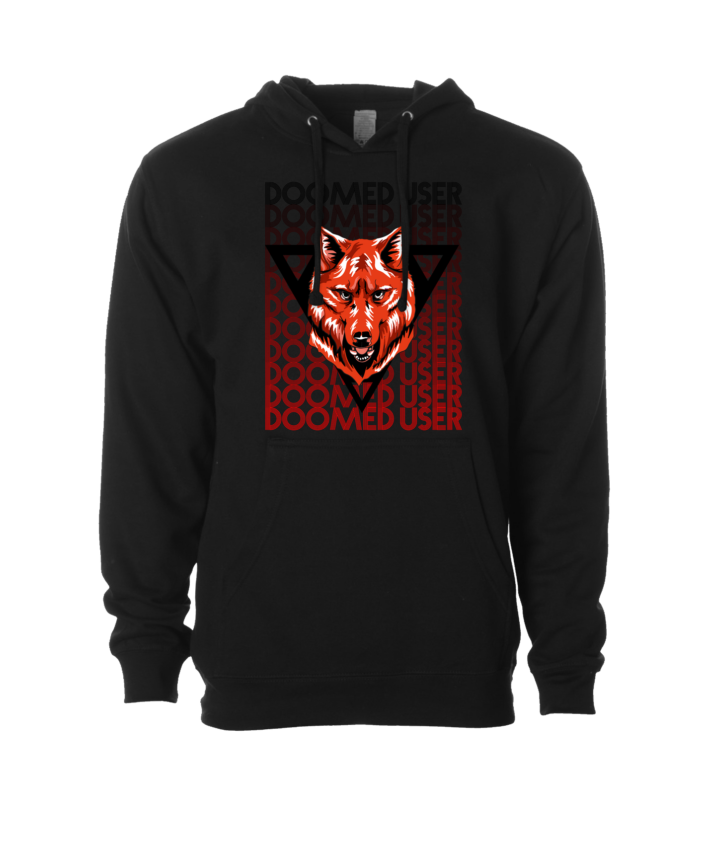 Doomed User - Wolf Red - Black Hoodie