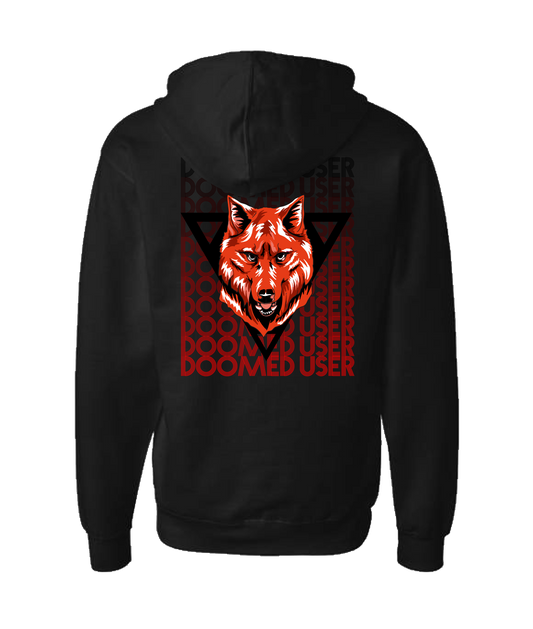 Doomed User - Wolf Red - Black Zip Up Hoodie