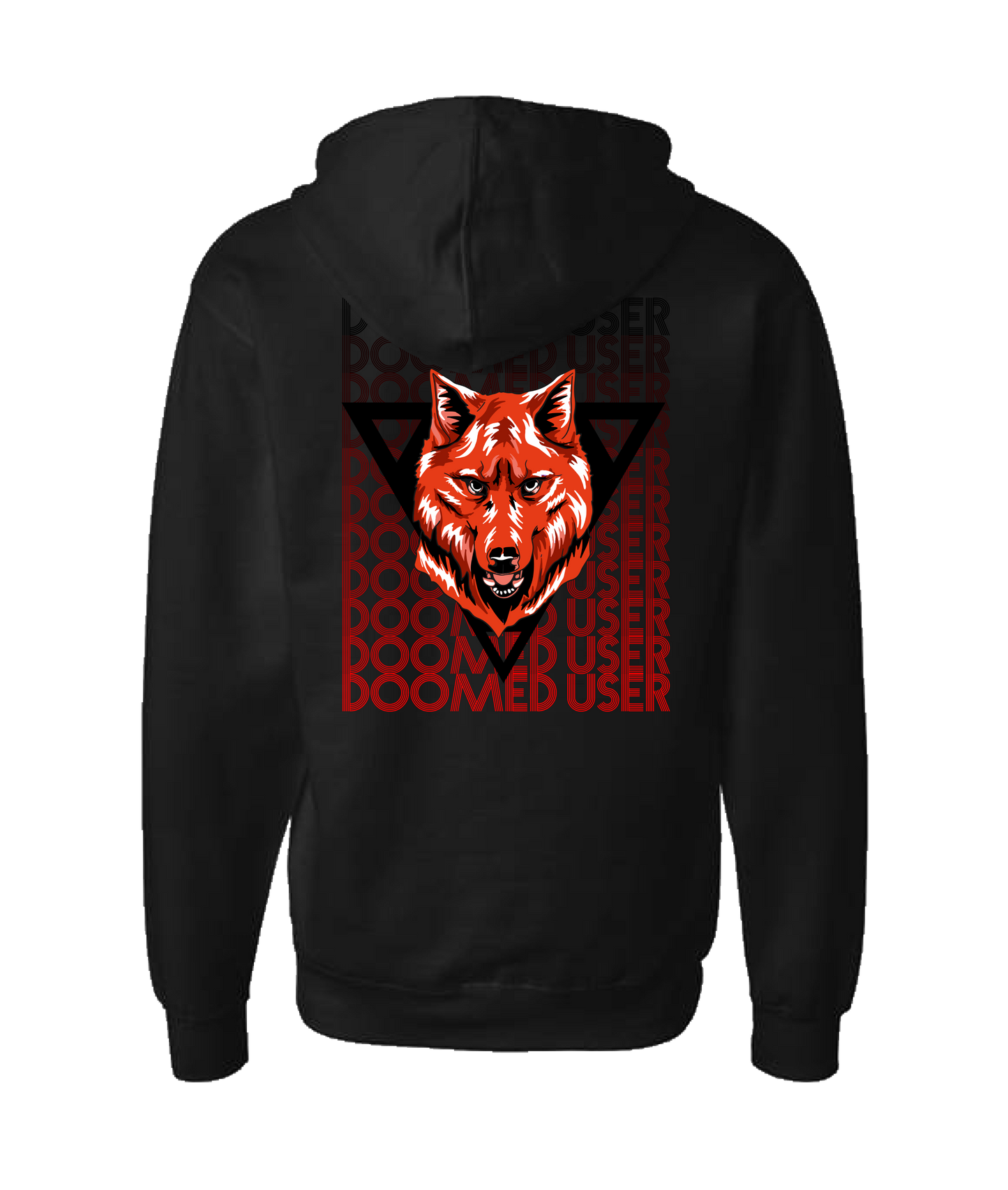 Doomed User - Wolf Red - Black Zip Up Hoodie