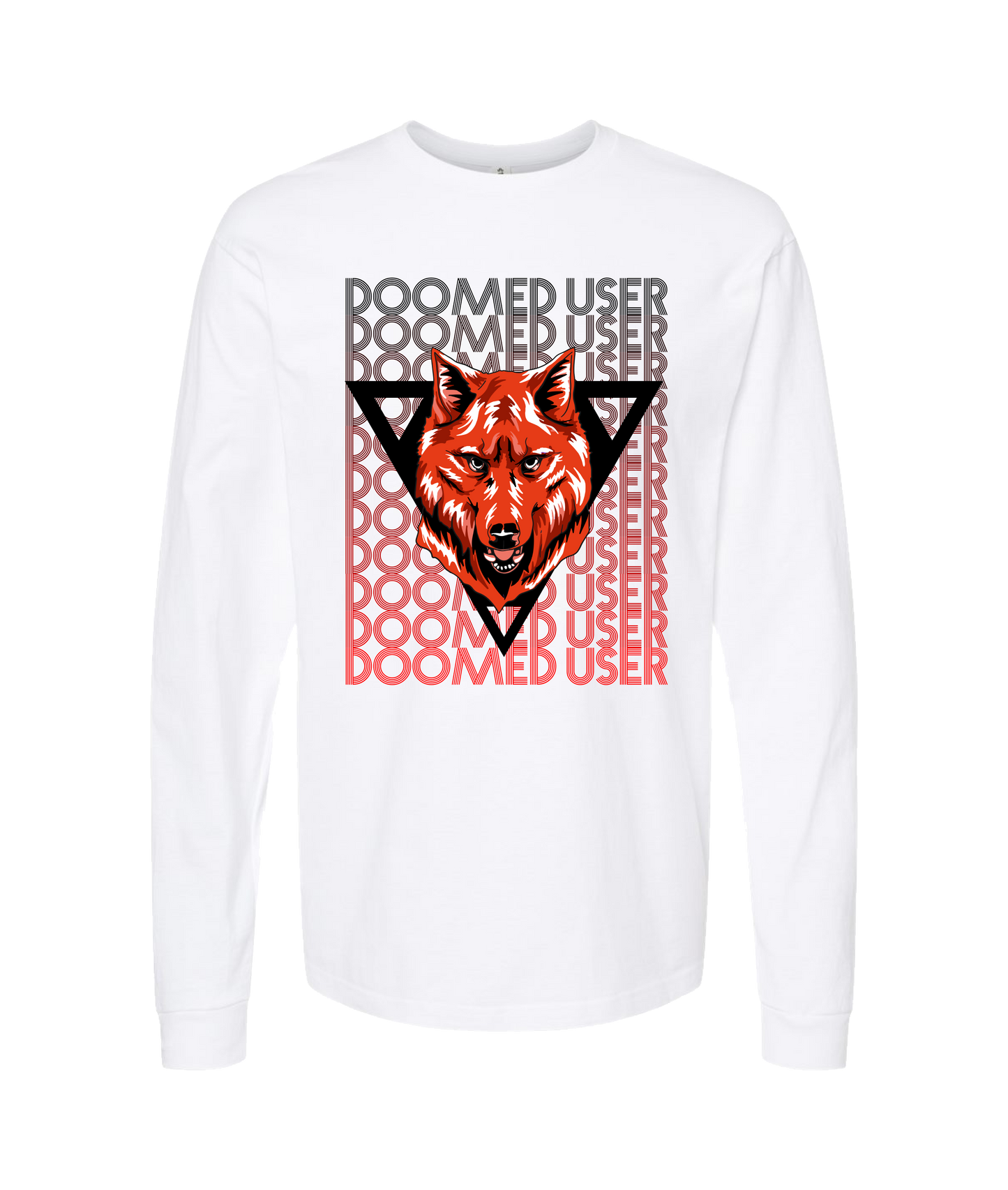 Doomed User - Wolf Red - White Long Sleeve T