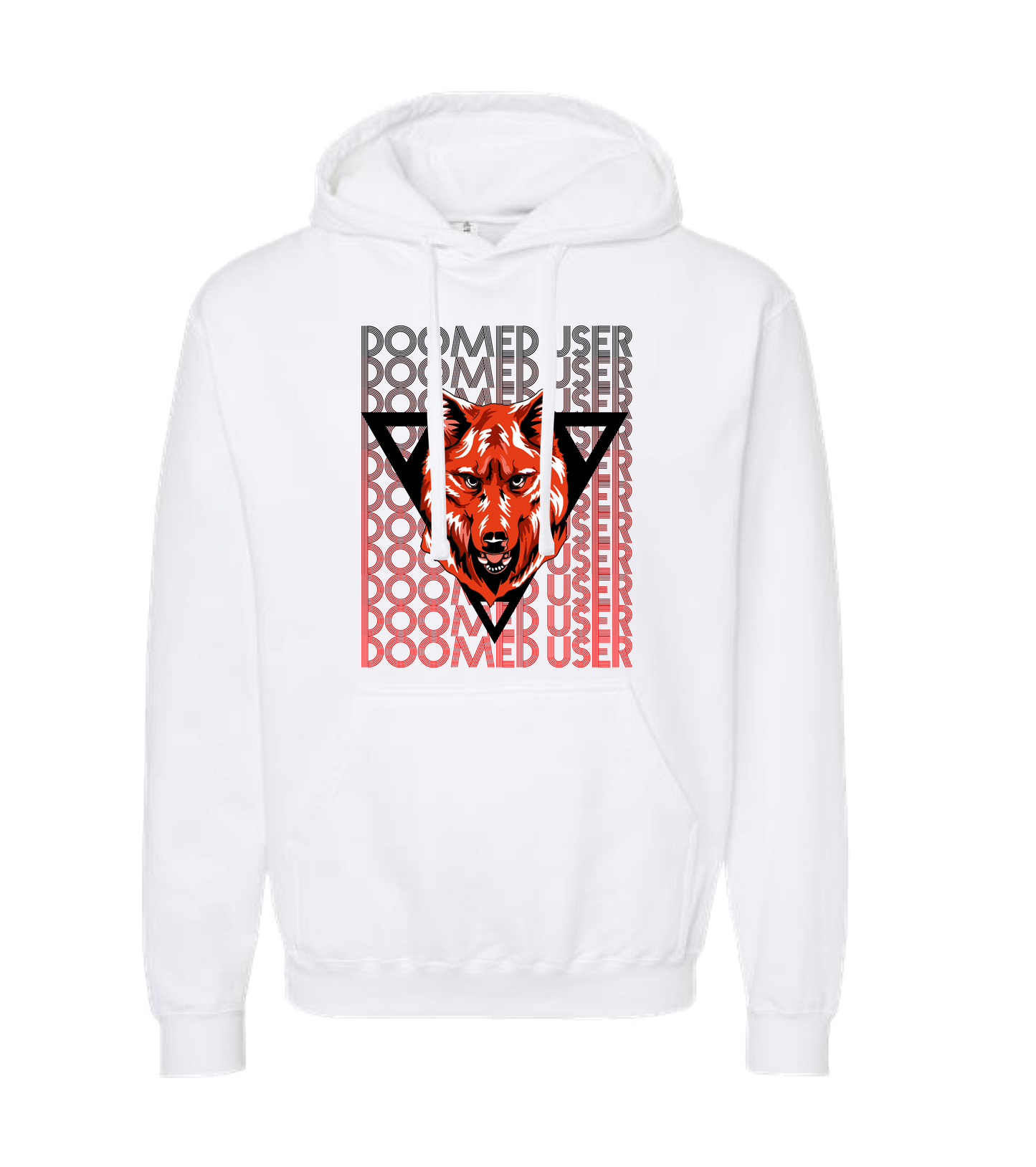 Doomed User - Wolf Red - White Hoodie